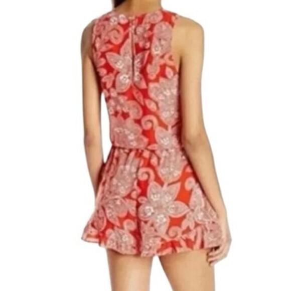 Show Me Your Mumu Riri Romper Aquarius Paisley Red & White Ruffle Leg Size L - Picture 7 of 13